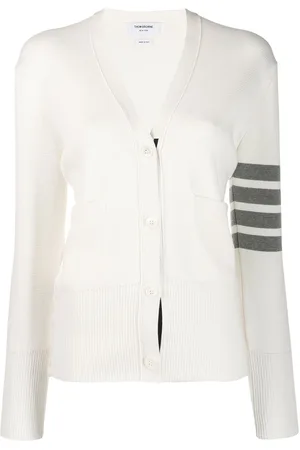 Thom Browne 4-Bar crepe V-neck cardigan