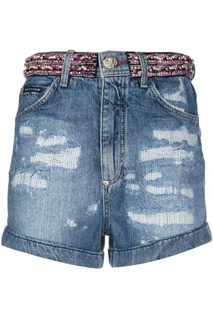 Philipp Plein Rhinestone-embellished denim shorts