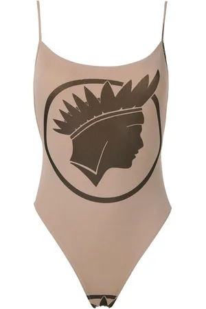 AMIR SLAMA Índio print high cut leg swimsuit