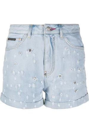 Philipp Plein Crystal-embellished denim shorts