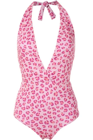 AMIR SLAMA Leopard-print v-neck one piece