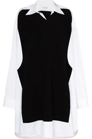 Maison Margiela Spliced knit-detail shirtdress