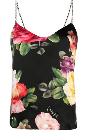 Philipp Plein Holiday Flowers print silk vest top