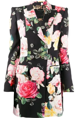 Philipp Plein Floral print double-breasted blazer