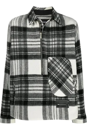We11 Done Half-zip plaid wool shirt
