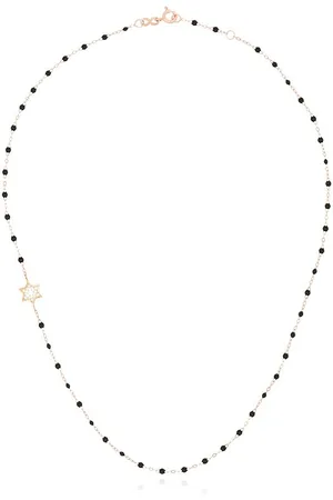 GIGI CLOZEAU 18kt rose gold diamond star beaded necklace