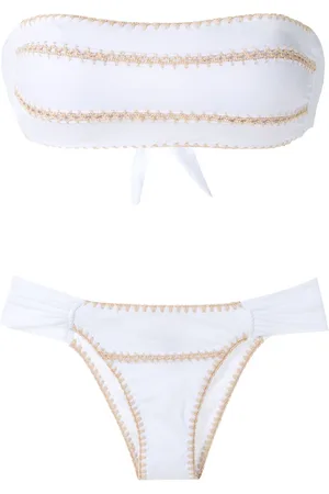 Brigitte Crochet-trim bandeau bikini