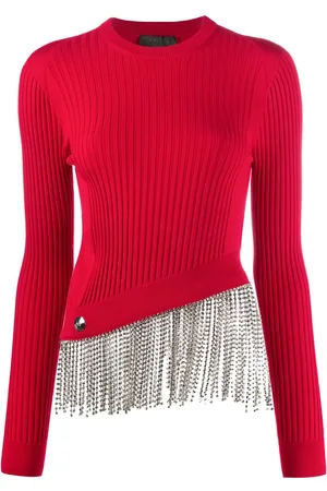 Philipp Plein Crystal-hem ribbed top