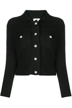 Barrie Contrast-stitch knitted jacket