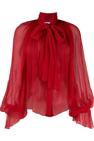 Atu Body Couture Balloon-sleeve chiffon blouse