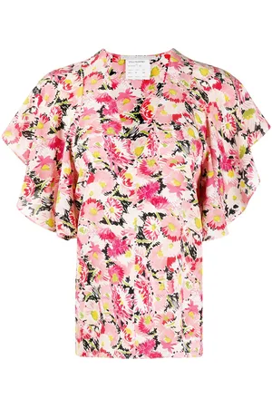 Stella McCartney Floral-print flounce-sleeve blouse