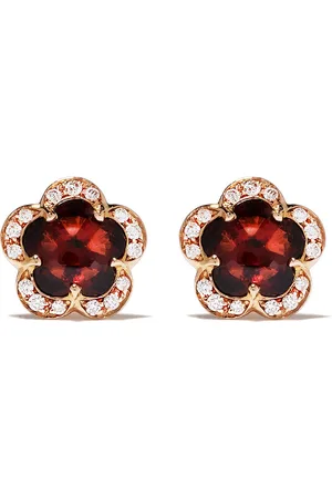 Pasquale Bruni 18kt rose gold diamond garnet Figlia dei Fiori stud earrings
