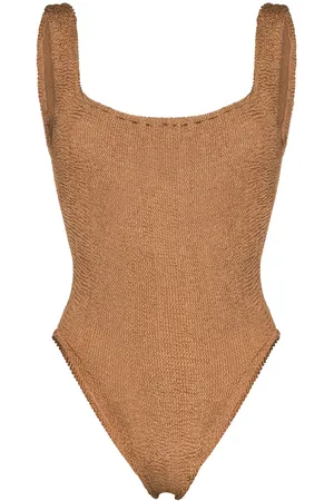 Hunza G Square-neck crinkle-effect swimsuit