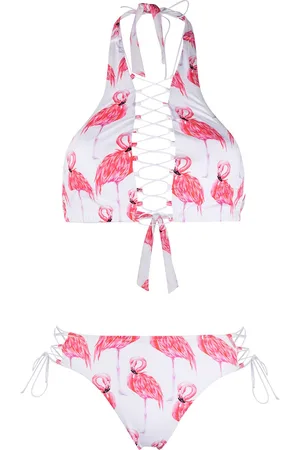 Noire Swimwear Addicted Flamingo lace-up bikini