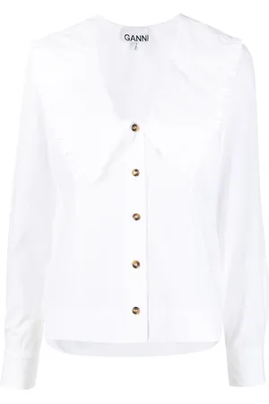 Ganni Ruffled exaggerated collar blouse