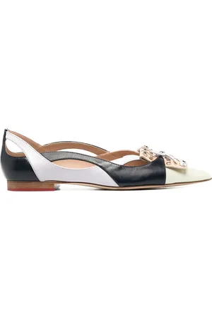 Scarosso Bow-detail pointed-toe ballerina shoes