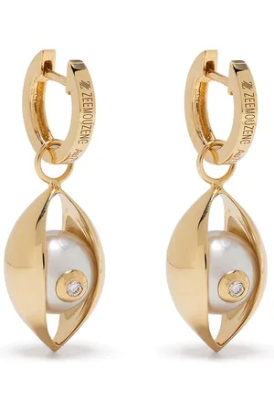 ZEEMOU ZENG 18kt yellow diamond akoya pearl Eye earrings