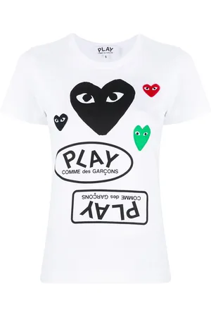 Comme des Garçons Logo-print heart-motif T-shirt