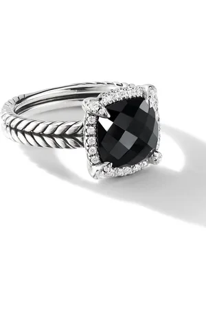 David Yurman Sterling Chatelaine Pavé onyx and diamond ring (9mm)