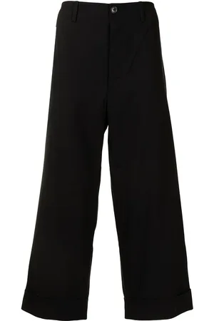 Ports V Slogan-print cropped trousers