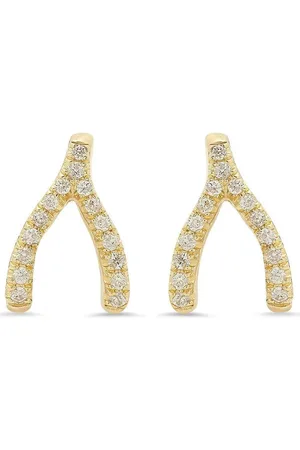 Jennifer Meyer 18kt yellow mini diamond wishbone stud earrings
