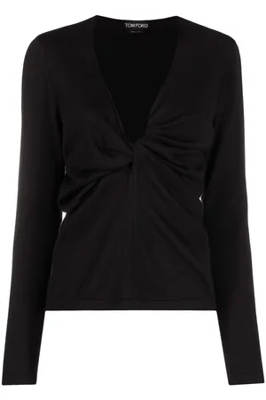 Tom Ford Plunge-neck twist-detail knitted top
