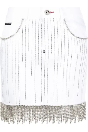 Philipp Plein Crystal-embellished denim skirt