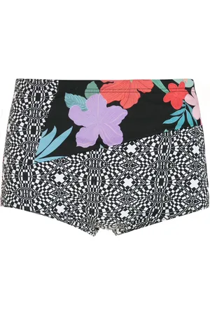 AMIR SLAMA Striped panels Hibiscus swimming trunks