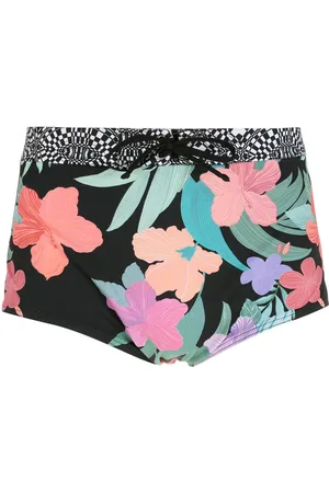 AMIR SLAMA Striped panels Hibiscus swimming trunks