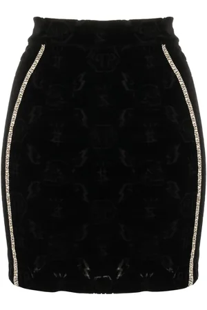 Philipp Plein Monogram print fitted skirt