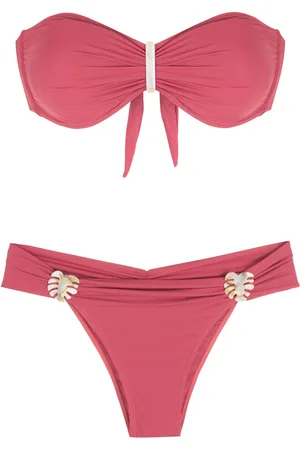 Brigitte Embroidered-detail bandeau set bikini