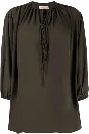 BLANCA Begonia lace-up front blouse