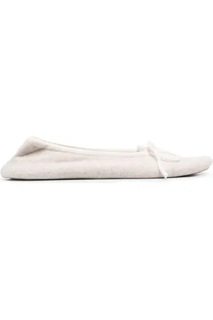 N.PEAL Contrast trim cashmere slippers