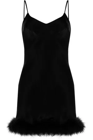 Gilda & Pearl Kitty feather-trimmed slip dress