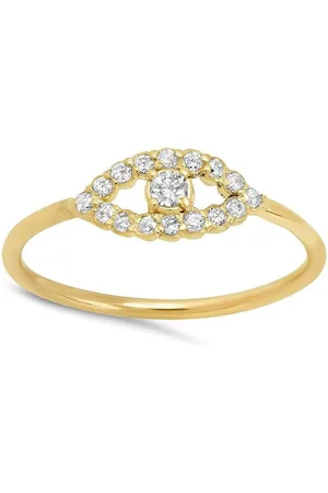 Jennifer Meyer 18kt yellow mini diamond open Evil eye ring
