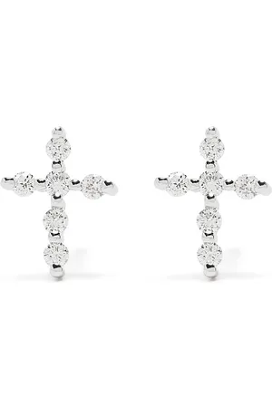 DJULA 18kt white gold diamond Big Cross earrings