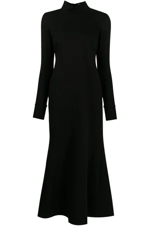 Macgraw High-neck flared midi dress