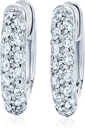 Kwiat 18kt white gold petite Moonlight pavé diamond hoop earrings