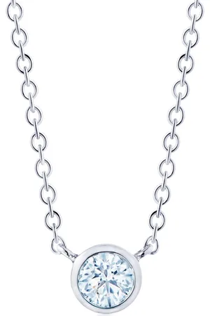 Kwiat 18kt white gold round diamond bezel set pendant necklace