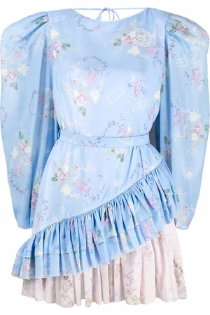 ULYANA SERGEENKO Floral-print two-tone mini dress