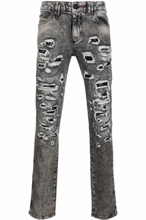 Philipp Plein Mesh ripped-detail jeans