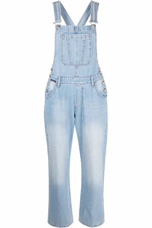 Philipp Plein Logo-patch denim dungarees