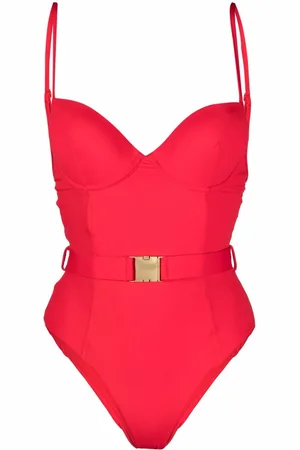Noire Swimwear Underwired-cup belted swimsuit