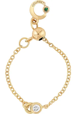 COURBET 18kt recycled yellow laboratory-grown diamond CO adjustable chain ring