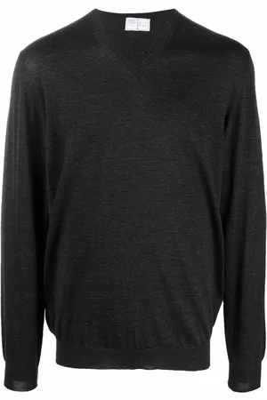 FEDELI V-neck virgin wool jumper