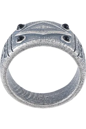 Nialaya Engraved vintage onyx ring