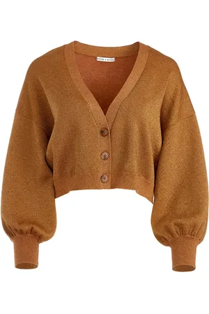 ALICE+OLIVIA Zelina mettallic-knit cropped cardigan