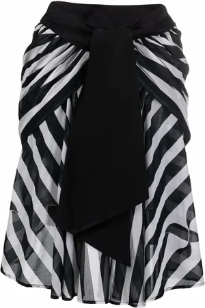 Saint Laurent 1988 asymmetric stripe-print skirt
