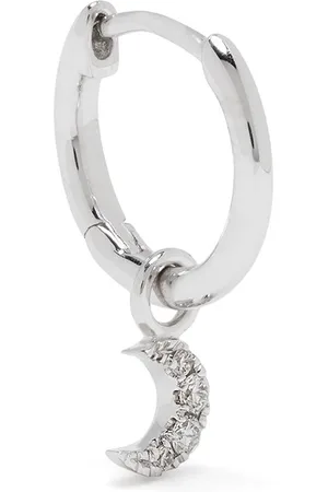 DJULA 18kt white gold diamond single moon hoop earring