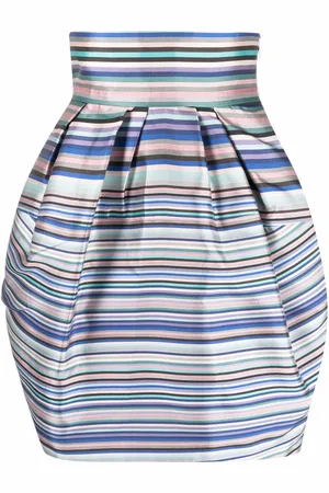 Dior 2010s striped high-waisted silk skirt